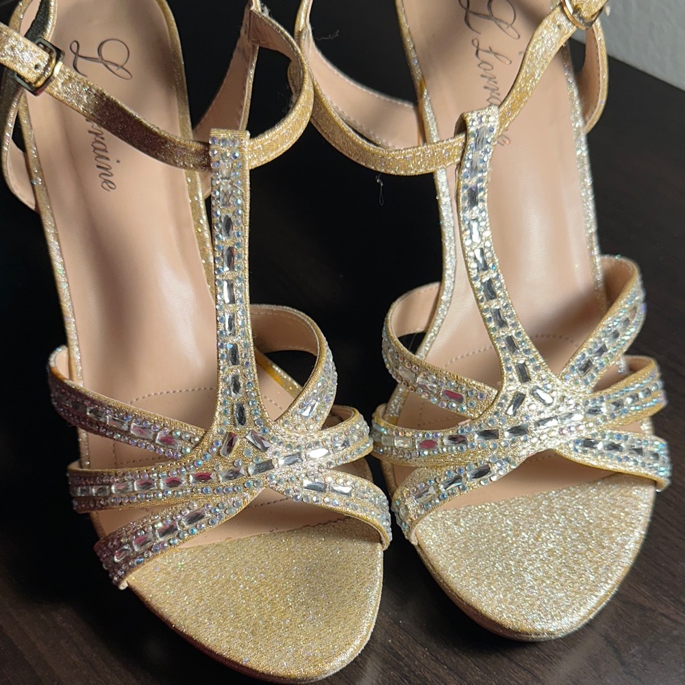 Lorraine Gold and Silver Strappy Heels - Picture 6 of 7
